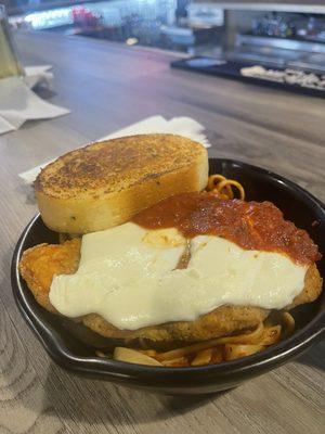 Chicken Parmesan and pasta