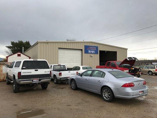 Busy day with full parking lot.