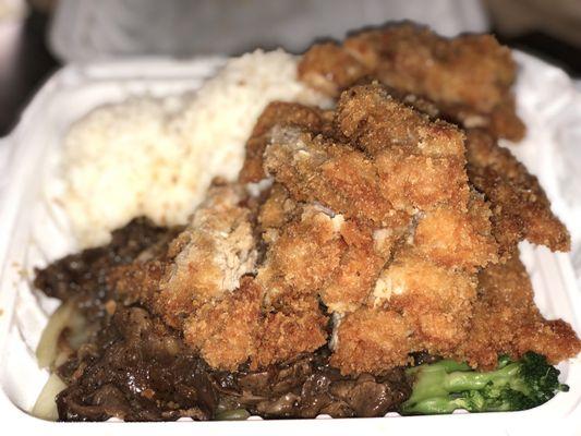 BBQ Beef/Katsu Chicken plate combo