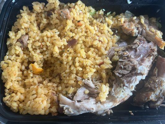Yellow rice, pernil
