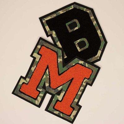 Chenille Letter Patches with custom background felt