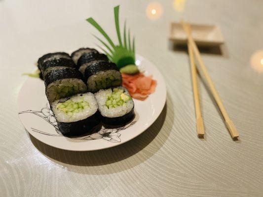 Cucumber and avocado roll.