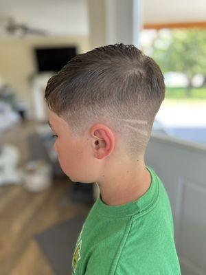 Boys haircut with lines