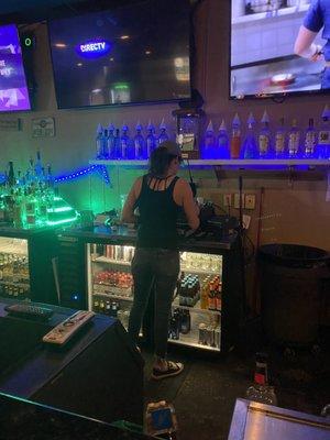 Erin, the horrible bartender that harasses paying customers.