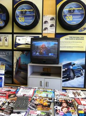 Tube TV with antenna and giant remote. Who got that?