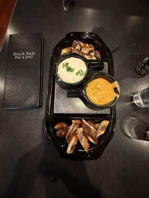 The pretzel bites were very good. We really enjoyed the sauces.