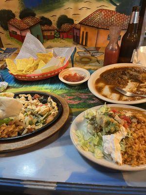 Chicken Fajitas & beef tamale