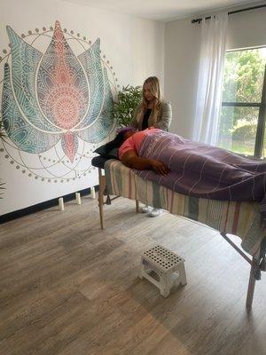 We also have a beautiful space for private yoga classes, reiki sessions, and massage therapy.