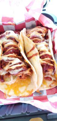 Chicken tacos with Jojo Heat sauce