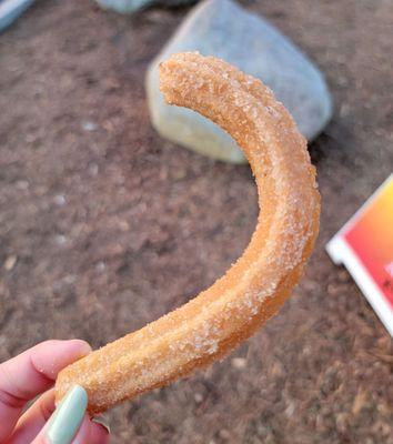 Churro perfection: Crispy exterior & pillowy soft interior, coated in cinnamon sugar