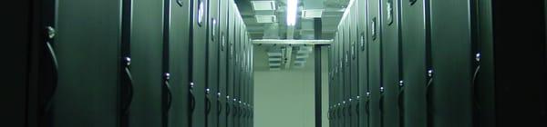 Wide view of an aisle of cabinets