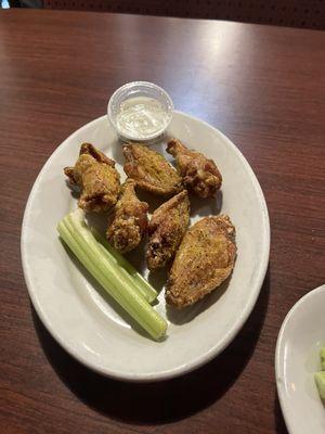 Dry Lemon Pepper Traditional Wings with Celery and Bleu Cheese Dressing