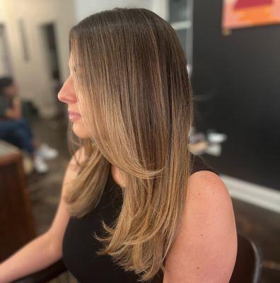 Balayage and a soft layered trim