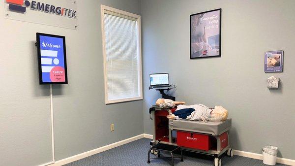 The office where skills assessments are performed in 30-60 min. depending on course. Just you & the manikin!