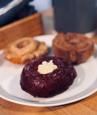 Red Velvet, Maple Donut, Cinnamon Sugar