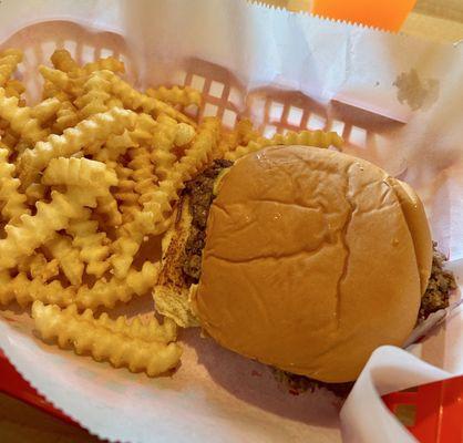 Single burger with fries