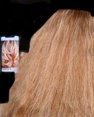 What I asked for verses what I got. The color looks totally opposite my hair looked Fried and Frizzy.