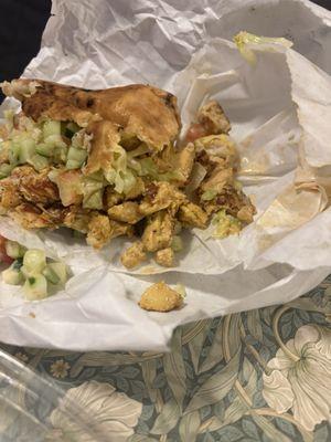 Chicken pita sandwich - forgot to take photo before he starting eating it