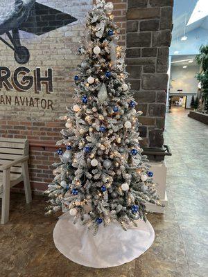 A beautiful tree decorated by the staff at the entrance to the little Falls Medical Center.