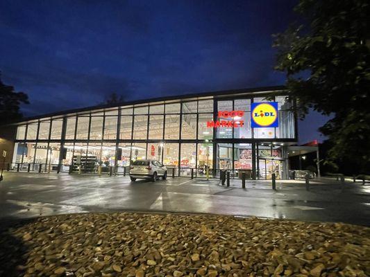 Entrance of the series store in the evening