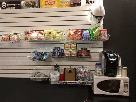 Ramen, Easy Mac, etc. And a microwave. Finally a place I can afford to hang out at!