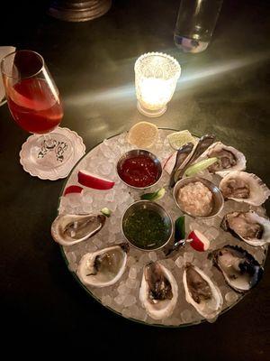 Oyster platter and Na'Scar Spritz mocktail