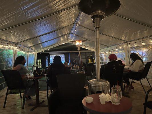 The two back tents may be the best features of the plan. One is the "hype" tent, and this is the "chill" space. Kudos, Cali.