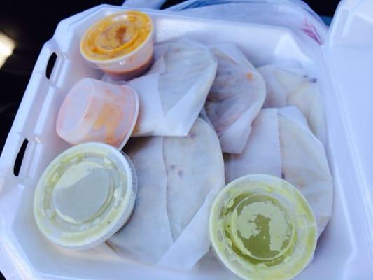 Gorditas to go, didn't like the steak (all about meat quality) with rajas, papas with queso was good, salsa could be worked on.