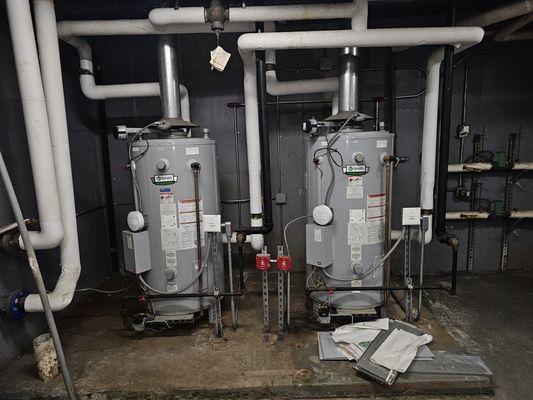 Side by side commercial water heaters