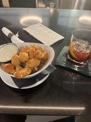 Old fashioned and cheese curds. What could be better?!