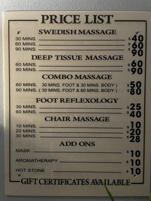 These are the prices posted at the location in Moreno Valley. Prices on google are old according to owner.