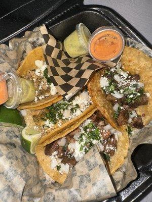 Street tacos, steak and chicken