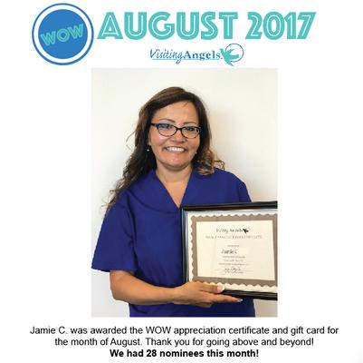 Our WOW winner for August 2017, Jamie C. Thank you for going above and beyond!