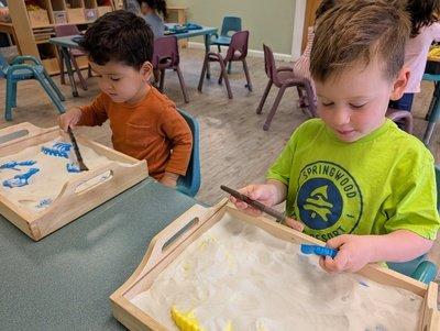 Sand trays are wonderful for tactile learning (letters, numbers, shapes)