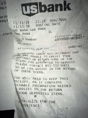 The receipt of the transaction. This bank STOLE my hard earned money!