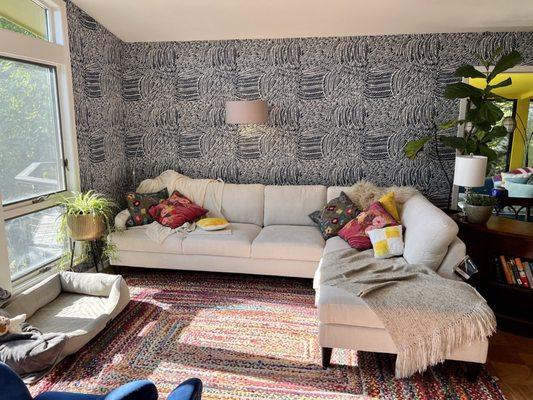 Broyhill Fresno Cream sectional from Big Lots, with our crazywallpaper