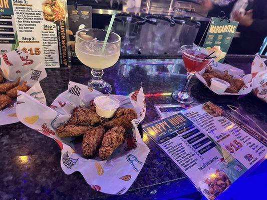 O Coconut Shrimp (8) / O Wings / O Crabmeat Fries / Margarita / Hennessy Sidecar