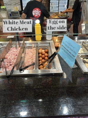 Protein choices, also beef you can't see.  Make sure you read the signs!