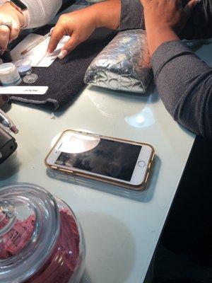 My mom getting her nails done by Patricia Always enjoy our relaxing time and good conversations here