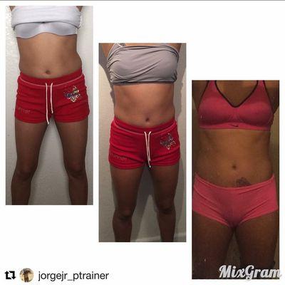 My arms and legs were very skinny, I had a lot of center fat. Now my stomach is smaller, legs and booty are bigger and toned.