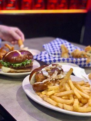 Everett Brat, Western Burger, Fried Pickles, the pinnacle of Vegan Flavortown comfort food