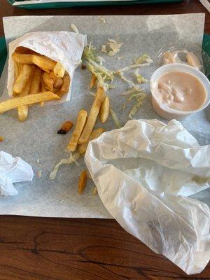 The aftermath of the double bacon cheeseburger