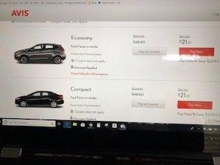 Avis rental car does not honor internet pricing on their website