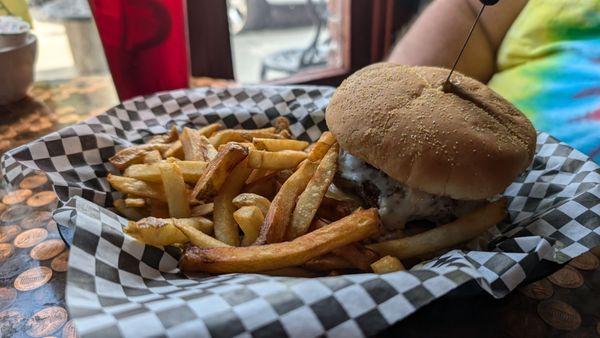 Black and blue burger