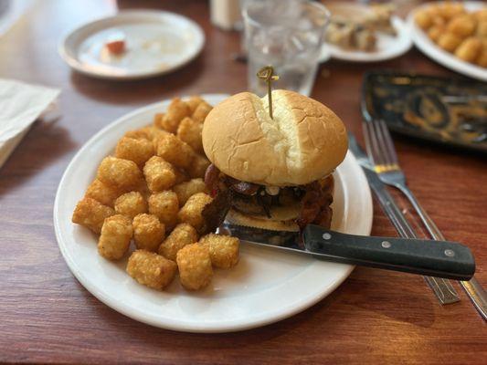 Bacon Blue Cheese Burger n tots