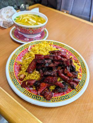 Boneless spare ribs, chicken noodle soup (lunch special)