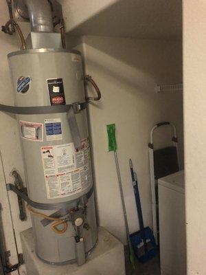 On the left side of the water heater, between the wall, is where I saw the most spiders and spider webs. Very disconcerting