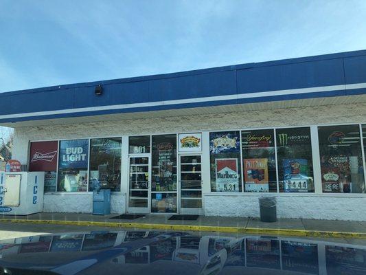 Gas station front. It used to be a BP but now it's a Marathon.