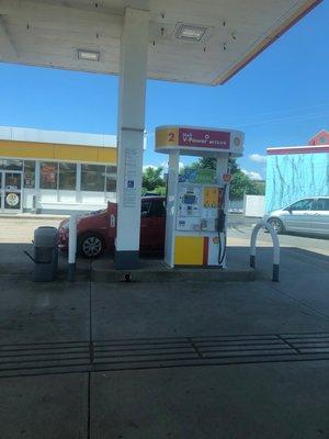 Gas pump at station