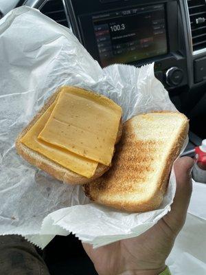 This is an ice cold "grilled cheese". The time I waited it should have been burnt !